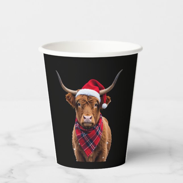 Boho Xmas Christmas Highland Cow T-Shirt Pappbecher (Vorderseite)