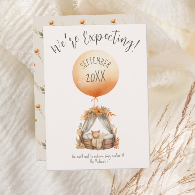 Boho Yellow Balloon Pregnancy Ankündigung (Von Creator hochgeladen)