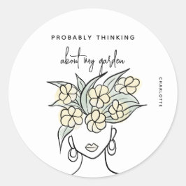 Boho Yellow Floral Whimsical Gardener Personalisie Runder Aufkleber