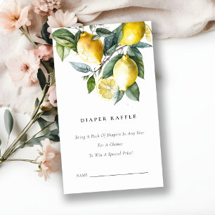 Boho Yellow Lemon Garden Diaper Raffle Baby Dusche Begleitkarte