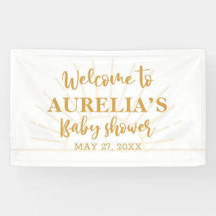 Boho Yellow Little Ray Sunshine on Way Baby Dusche Banner