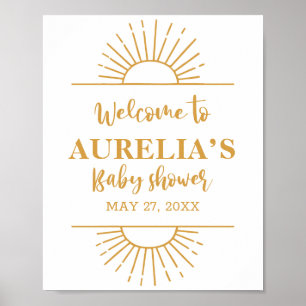 Boho Yellow Little Ray Sunshine on Way Baby Dusche Poster