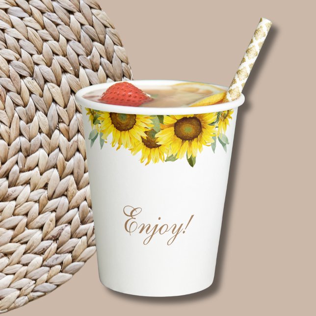 Boho Yellow Sunflower Baby Duschpapier Cup Pappbecher (Von Creator hochgeladen)