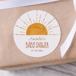 Boho Yellow Sunshine Baby Dusche Vielen Dank Runder Aufkleber