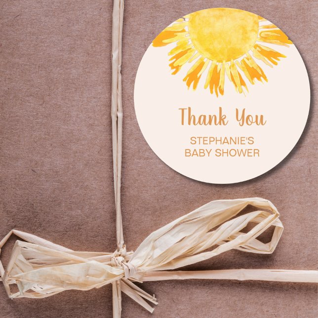 Boho Yellow Sunshine Baby Dusche Vielen Dank Runder Aufkleber (Von Creator hochgeladen)