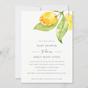 BOHO YELLOW WATERCOLOR FOLIAGE OLIVE BABY DUSCHE EINLADUNG