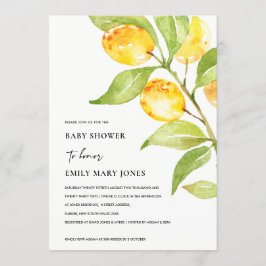 BOHO YELLOW WATERCOLOR FOLIAGE OLIVE BABY DUSCHE EINLADUNG