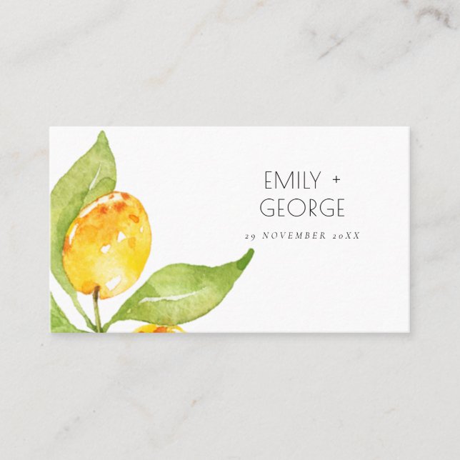 BOHO YELLOW WATERCOLOR FOLIAGE OLIVE PLADS CARTES (Devant)