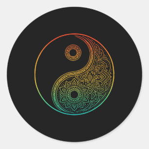 Boho Yin Yang Mandala Zen Meditation Taoismus Tai  Runder Aufkleber