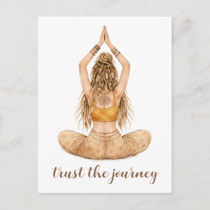 Boho Yoga Aquarell Design – Trust the Journey Postkarte
