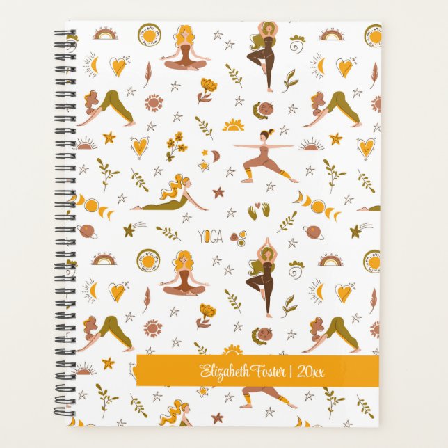 Boho Yoga Girl Individuelle Name Planner Planer (Vorderseite)