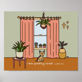 Boho Yorkie Digital Art Print 1 John 3:1 Poster
