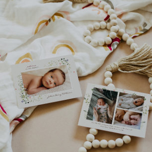 Boho zarte Wildblume 4 Foto-Geburtsanzeige