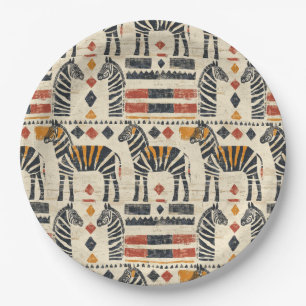 Boho-Zebra-Tribal-Safari-Muster Pappteller