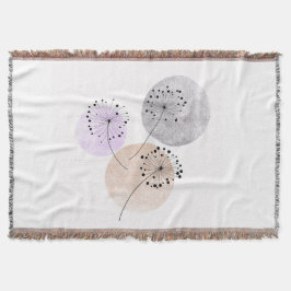 Boho Zen Dandelion Blume auf blauen, rosa Zirkeln Decke