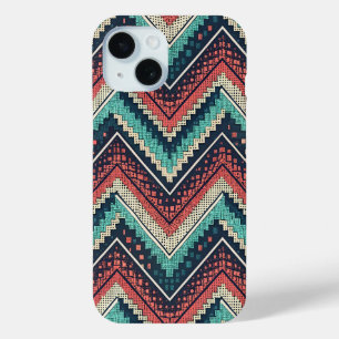 Boho Zickzack Pattern Aquamarin, Coral und Cream Case-Mate iPhone Hülle