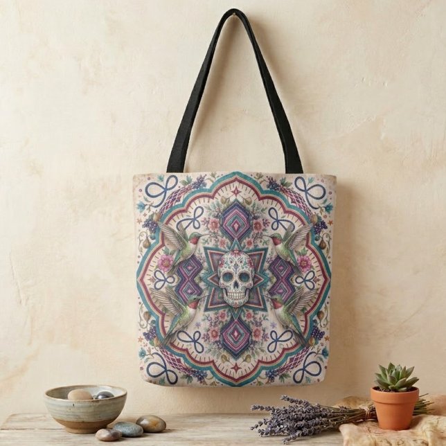 Boho Zucker-Schädel-Volks kunst  Tasche (Von Creator hochgeladen)