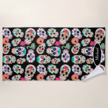 Boho Zuckerschädel auf Schwarzem