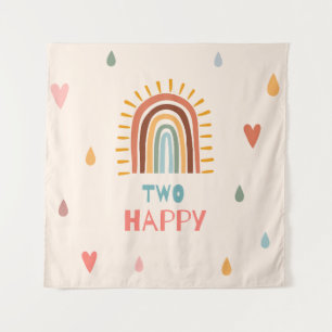 Boho Zwei Sekunden Geburtstag Regenbogen Wandteppich