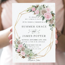 BohoChic Pink Brown Sage Green Floral Gold Hochzei