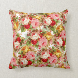 Bohomien Blumenmuster rosa gelber Roter Rosen Kissen