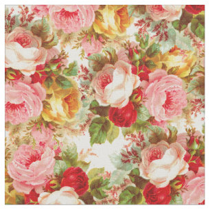 Bohomien pinkfarbene rote Rosen Blumenmuster Stoff