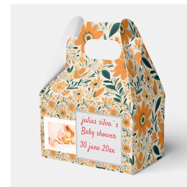 bohoPERSONALISIERTE WHITE ORANGESHOWER Einladung Geschenkschachtel (boho orange favor cute box)