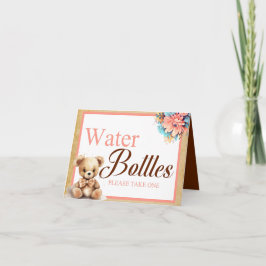 BohoPink Bear Baby Dusche Wasser Flasche Tisch Karte