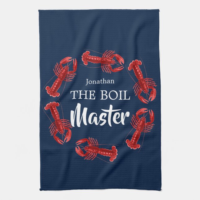 Boil Master Crawfish Dark Blue Custom Funny Geschirrtuch (Vertikal)