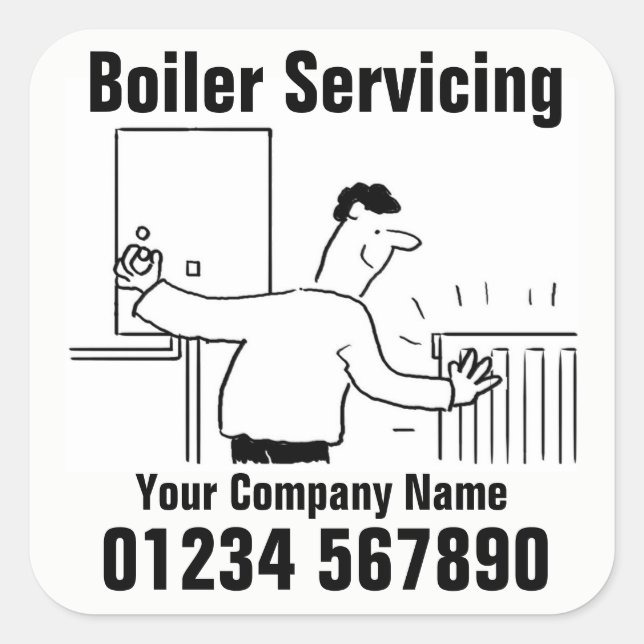 Boiler-Wartung Quadratischer Aufkleber (Vorderseite)