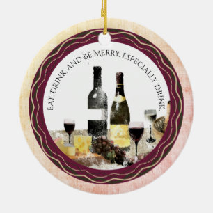 Boire à manger être joyeux vin ornement de Noël