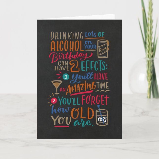 Boire de l'alcool humoristique carte d'anniversair (Devant)