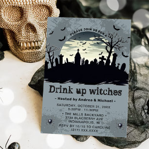 Boire des sorcières Lune Halloween Fête Invitation