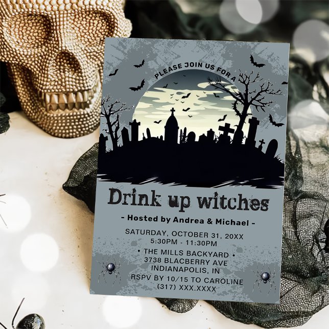 Boire des sorcières Lune Halloween Fête Invitation (Créateur téléchargé)