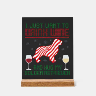 Boire du vin câliner Retriever d'or Noël