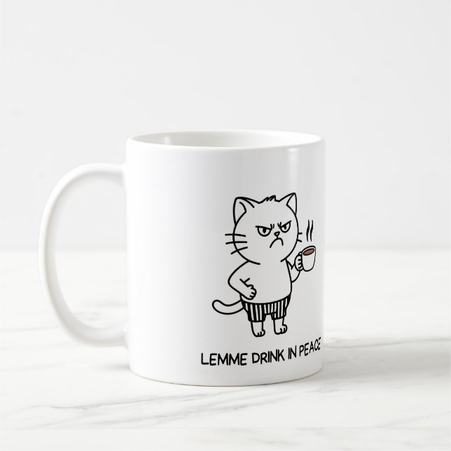 Boire en paix Introvert Café Grumpy Chat Mug (Gauche)