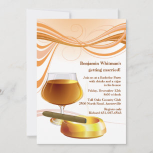 Boire et un Cigar Bachelor Party Invitation