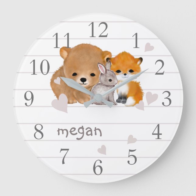 Bois Animal Fox ours Bunny Horloge murale (Recto)