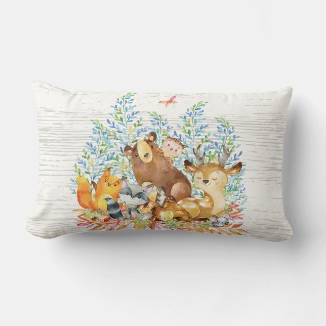 Bois Animaux Baby Nursery Coussin (Recto)