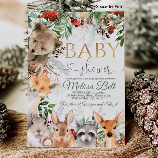Bois Animaux Baby shower Invitation Forêt (Créateur téléchargé)