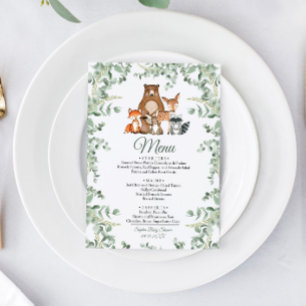 Bois Animaux Baby shower verdure Menu