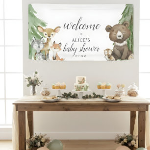 Bois Animaux Bienvenue Bannière Baby shower