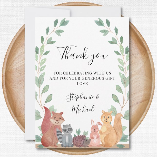 Bois Animaux Couples Baby shower Merci (Créateur téléchargé)