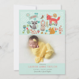 Bois Animaux Nouveau Faire-part de naissance bébé