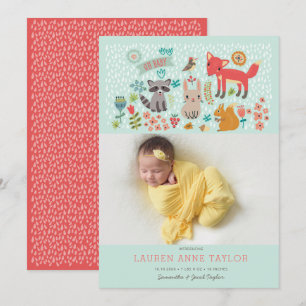 Bois Animaux Nouveau Faire-part de naissance bébé