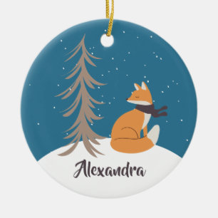 Bois Animaux renards de Noël Ornement en céramiq