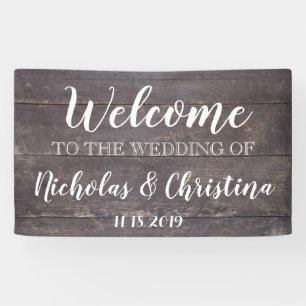 Bois bienvenu rustique de bannière de mariage de