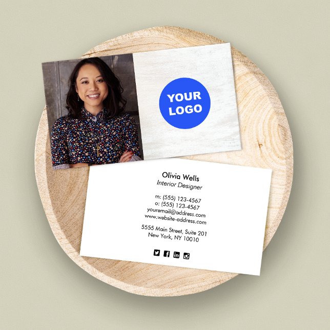 Bois blanc Ajouter un Carte photo de logo (Créateur téléchargé)