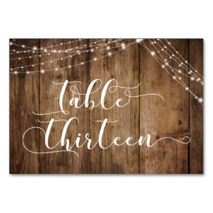 Bois Brown rustique et lumières Table Treize Carte
