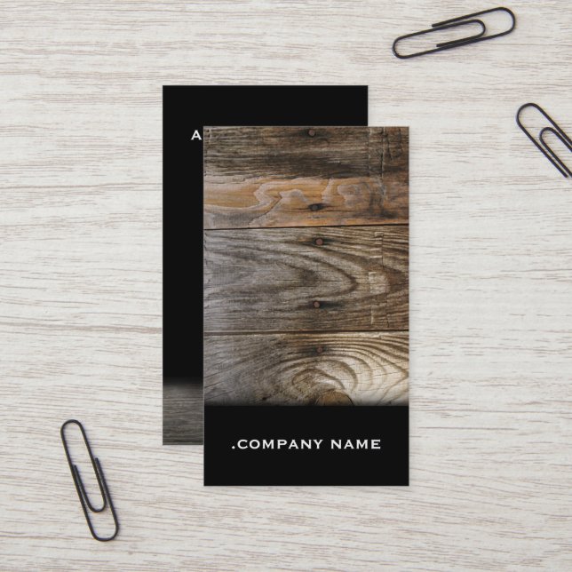 Bois - carte de visite élégant (Devant/Arrière en situation)